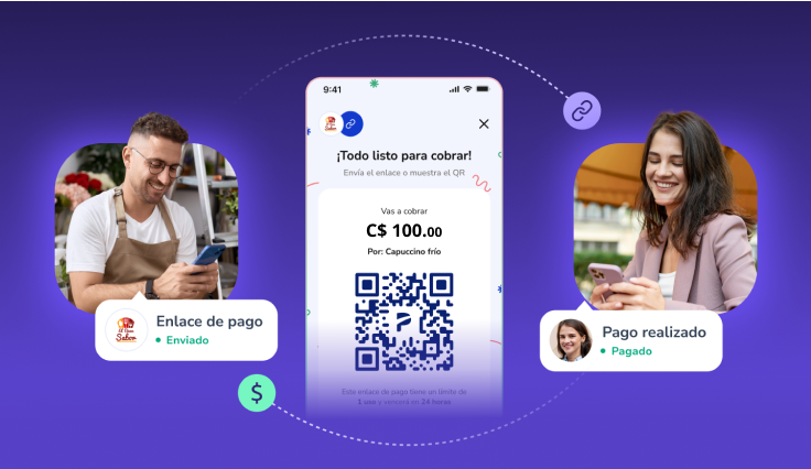 Empresario envíando enlace de pago a cliente gracias a Poket de LAFISE