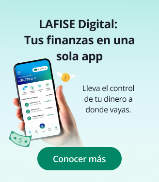 Joven disfrutando de la comodidad de su Cuenta Digital LAFISE, con acceso a servicios financieros innovadores desde su dispositivo móvil