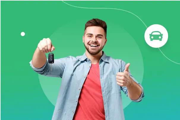 hombre contento con llaves de auto en las manos