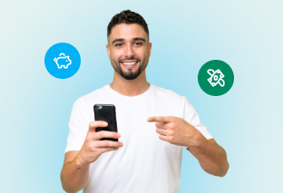 Hombre feliz abriendo una cuenta de ahorro LAFISE