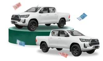 Camionetas Toyota Hilux y dinero en efectivo