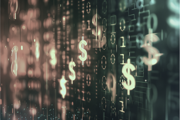 Fondo digital abtracto con signos de modena dolar