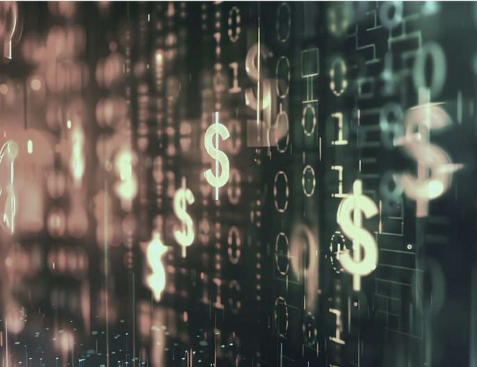 Fondo digital abtracto con signos de modena dolar