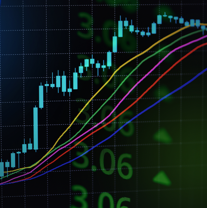 Gráfica financiera con indicadores de inversión