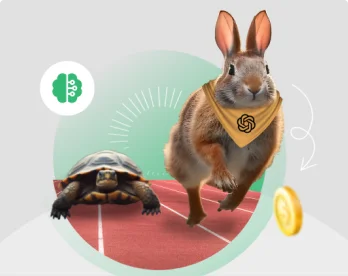 Una liebre y una tortuga compitiendo en una carrera.