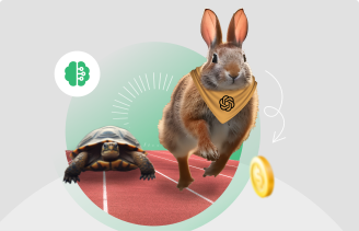 Una liebre y una tortuga compitiendo en una carrera