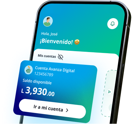 Celular mostrando saldo disponible de la Cuenta Avanza Digital