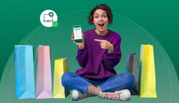 Cliente satisfecha realizando una compra segura