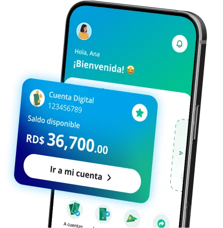 Celular con pantalla principal de la app LAFISE Digital 
